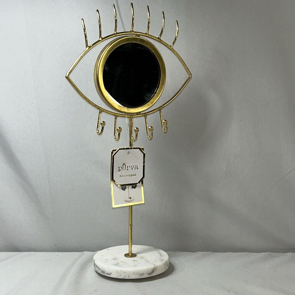Purva Magic Eye Golden Jewelry Mirror Display New With Tags Marble Base